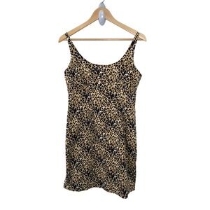 Poetry Women Leopard Print Cotton Blend Mini Dress S/W HDR2019 Brown Black L